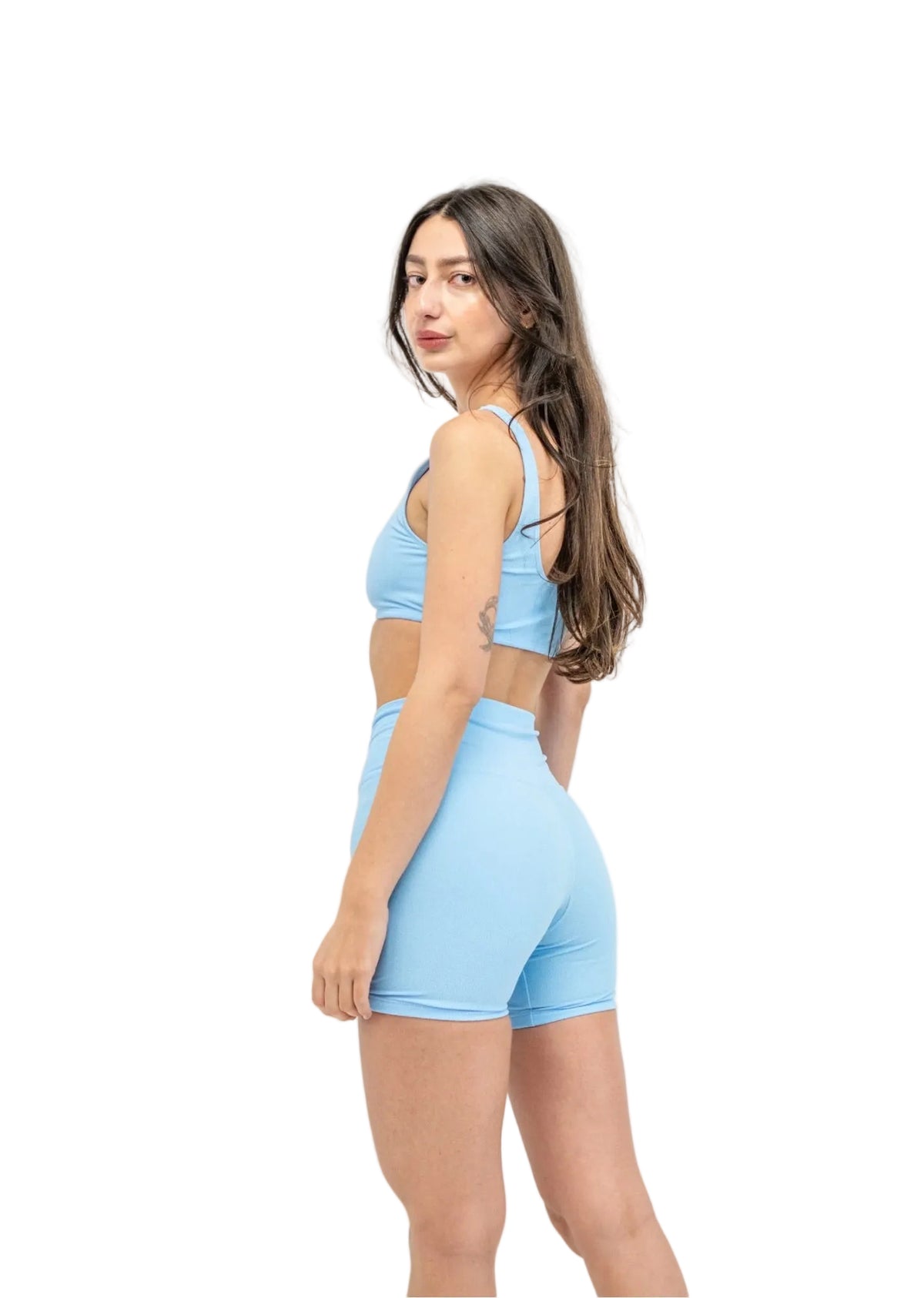 5” sky blue v high-waist short